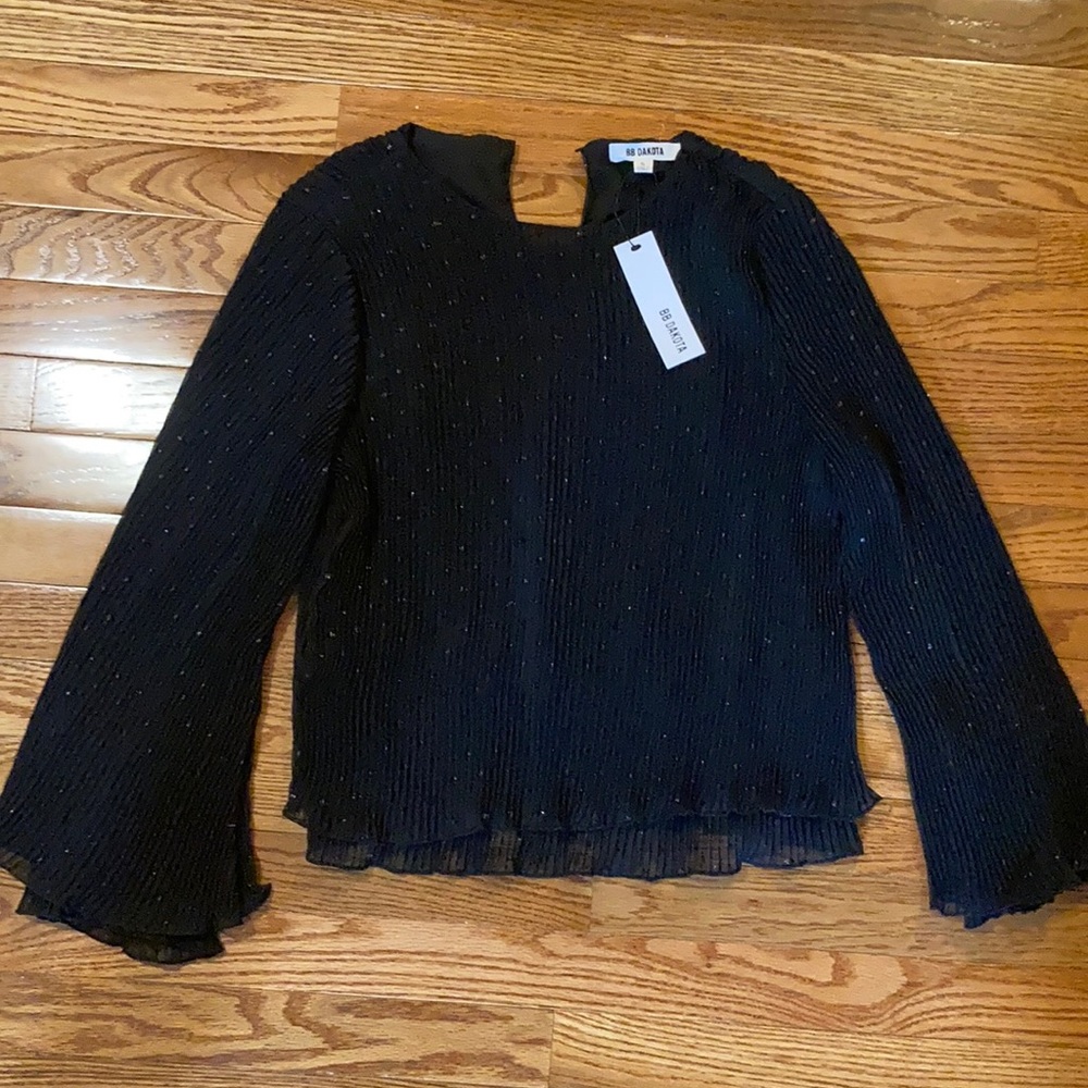 Bb Dakota metallic dot pleated ruffle top